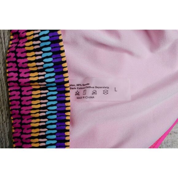 Shein High Waist Pink Tribal Waist Cheeky Swim Bottom LARGE Wild Side Poolcore - Picture 8 of 9